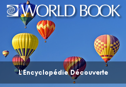 Colorful Hot Air Balloons in the air with text World Book World Book - L'Encyclopédie Découverte